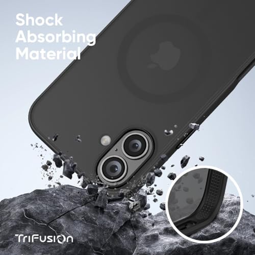 FLOLAB Surtect Tri-Fusion Magnetic for iPhone 16 Case Protective Slim Design Magsafe Compatible Military Grade - Full Black Matte Translucent - Image 3