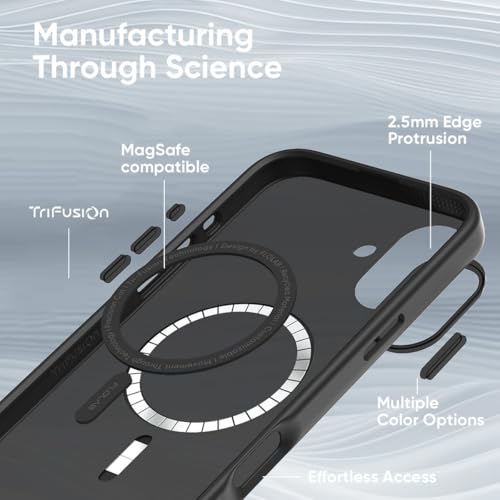 FLOLAB Surtect Tri-Fusion Magnetic for iPhone 16 Case Protective Slim Design Magsafe Compatible Military Grade - Full Black Matte Translucent - Image 4