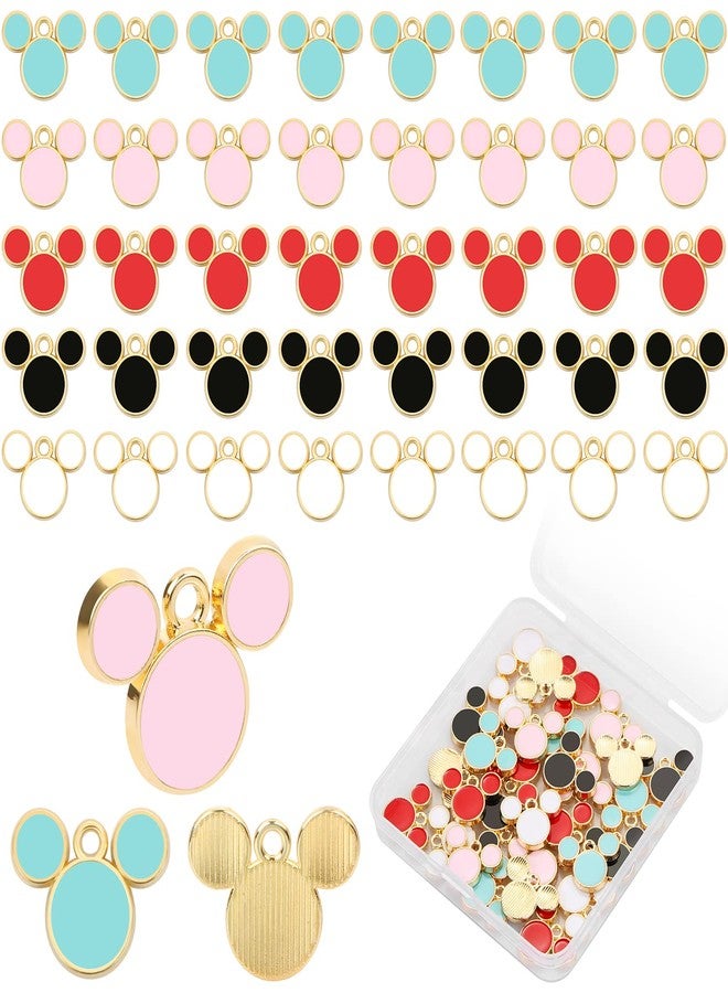 CCOZN 40 Pcs Mouse Charms, 5 Colors Mouse Head Pendant Key Ring Colorful Acrylic Mouse Beads for Women Girls DIY Crafting Cartoon Mouse Keychains with Box - Image 1
