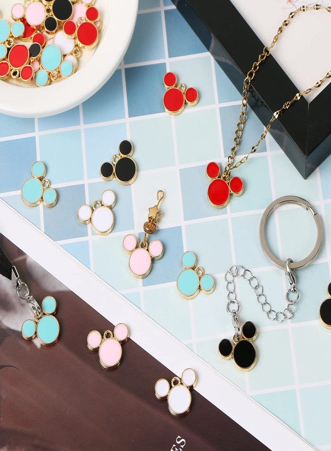 CCOZN 40 Pcs Mouse Charms, 5 Colors Mouse Head Pendant Key Ring Colorful Acrylic Mouse Beads for Women Girls DIY Crafting Cartoon Mouse Keychains with Box - Image 3
