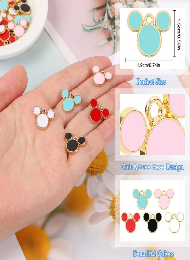 CCOZN 40 Pcs Mouse Charms, 5 Colors Mouse Head Pendant Key Ring Colorful Acrylic Mouse Beads for Women Girls DIY Crafting Cartoon Mouse Keychains with Box - Image 2