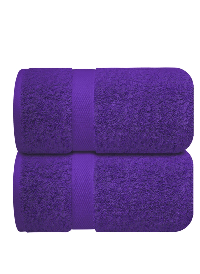 Infinitee Xclusives Premium Purple Bath Sheets – Pack of 2, 90cm x 180cm Large Bath Sheet Towel - 100% Cotton Ultra Soft and Absorbent Oversized Towels for Bathroom, Hotel & Spa Quality Towel by Infinitee Xclusives  - Image 1