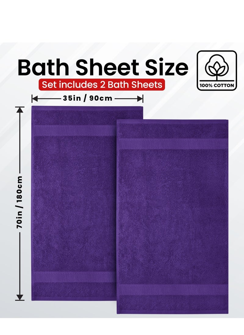 Infinitee Xclusives Premium Purple Bath Sheets – Pack of 2, 90cm x 180cm Large Bath Sheet Towel - 100% Cotton Ultra Soft and Absorbent Oversized Towels for Bathroom, Hotel & Spa Quality Towel by Infinitee Xclusives  - Image 3