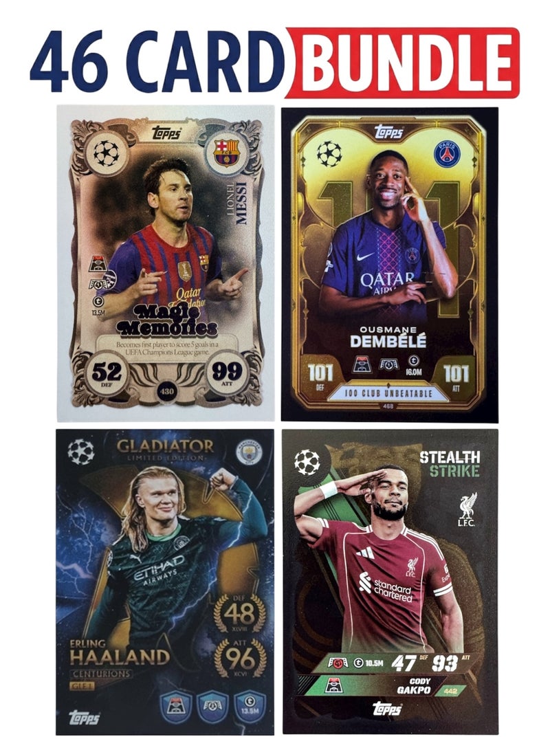 Topps Match Attax 25/26 - Bundle 46 Cards including Messi & Haaland - Image 1
