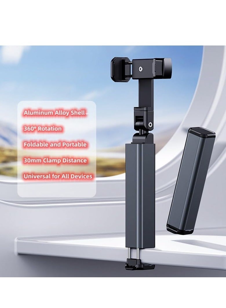 JAJEEK Universal Airplane Phone Holder – Portable Travel Stand, Foldable Magic Clamp for Desk & Movies, Perfect for iPhone, Samsung & More – Compact & Travel-Friendly (Grey) - Image 2