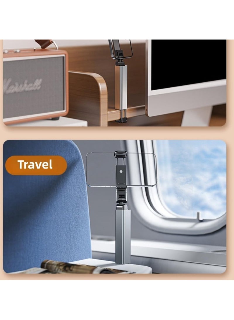 JAJEEK Universal Airplane Phone Holder – Portable Travel Stand, Foldable Magic Clamp for Desk & Movies, Perfect for iPhone, Samsung & More – Compact & Travel-Friendly (Grey) - Image 5