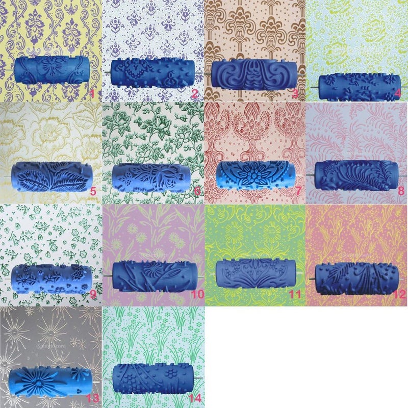 klarako 5 inch DIY Patterned Paint Wall Art Painting Stencils Brush, Paint Roller, Wall Ceiling Decorative Rubber Brush Tool  3, 5 Inch