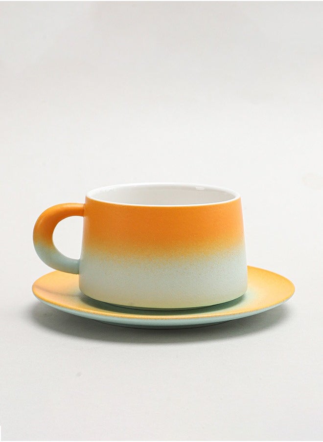 Jourvent - Coffee Mug with Saucer, Creative Coffee Mug , Office Ceramic Mug with Unique Handle - Image 1