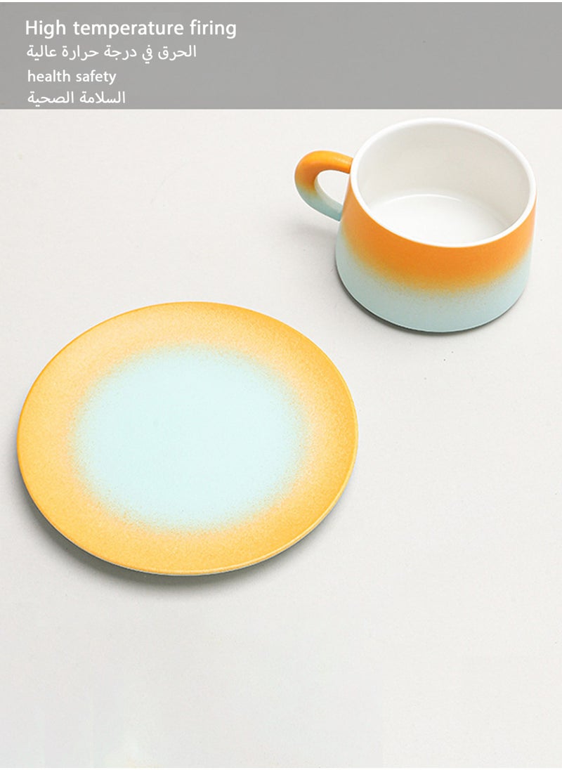 Jourvent - Coffee Mug with Saucer, Creative Coffee Mug , Office Ceramic Mug with Unique Handle - Image 1