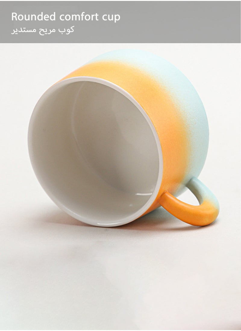 Jourvent - Coffee Mug with Saucer, Creative Coffee Mug , Office Ceramic Mug with Unique Handle - Image 1