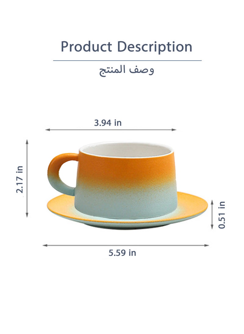 Jourvent - Coffee Mug with Saucer, Creative Coffee Mug , Office Ceramic Mug with Unique Handle - Image 1