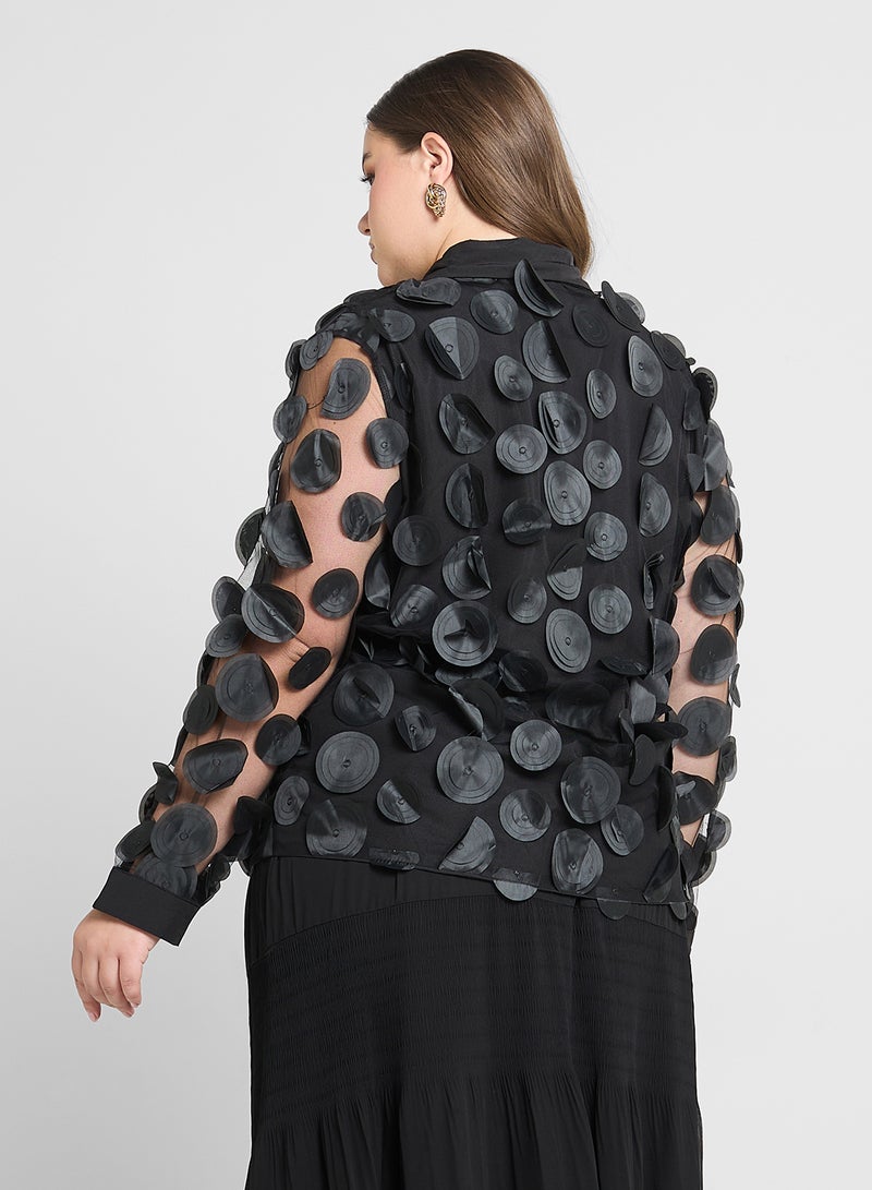 جينجر بلس قميص بأزرار بنقشة البولكا دوت ثلاثية الأبعاد - Image 2