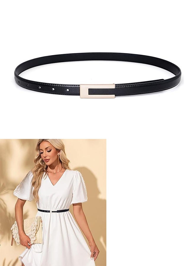 حزام ضيق نسائي حزام رفيع مع فستان مشبك ذهبي (أسود) - Image 1