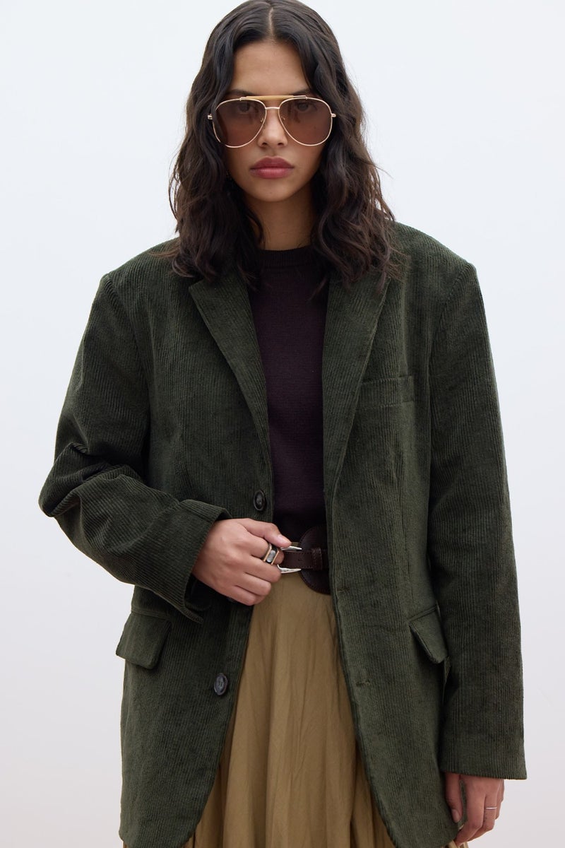 Manuka Corduroy Blazer Jacket Khaki  - Image 4