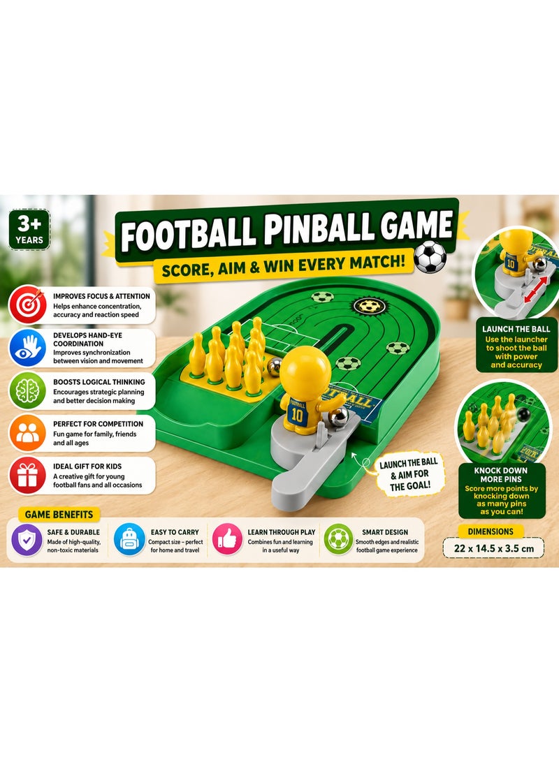 vGRASSP Mini Desktop Football Pinball Game for Kids - Ball Launcher & Drop Targets - Educational Skill Challenge Toy - Ages 3+ - Image 5
