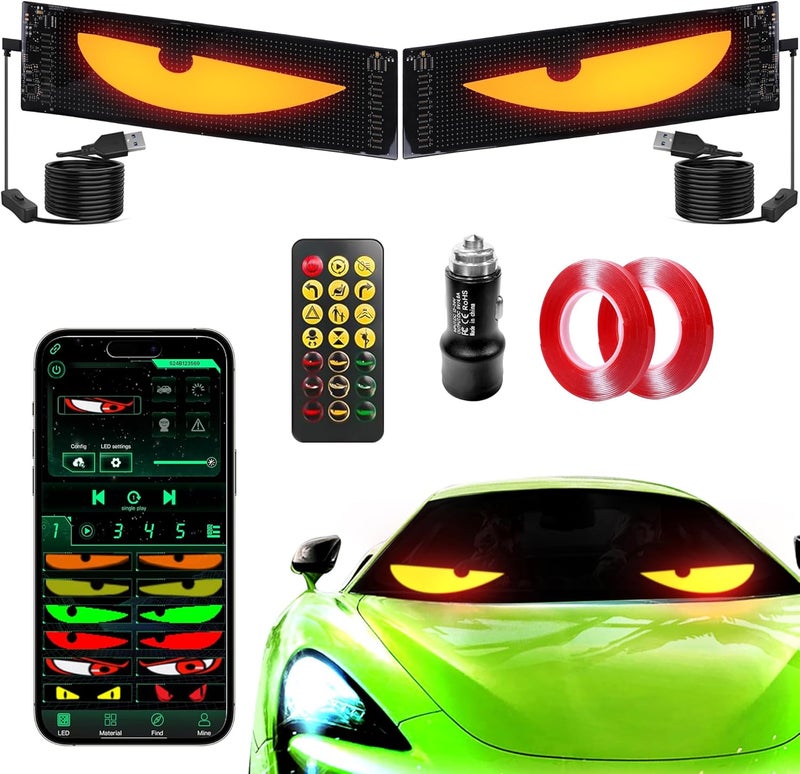 Sachie Devil's Eye 2-Pack: Programmable LED Windshield Display for Cars, SUVs & Trucks - Image 1