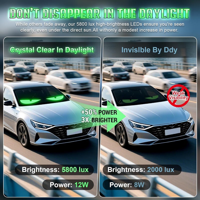 Sachie Devil's Eye 2-Pack: Programmable LED Windshield Display for Cars, SUVs & Trucks - Image 3