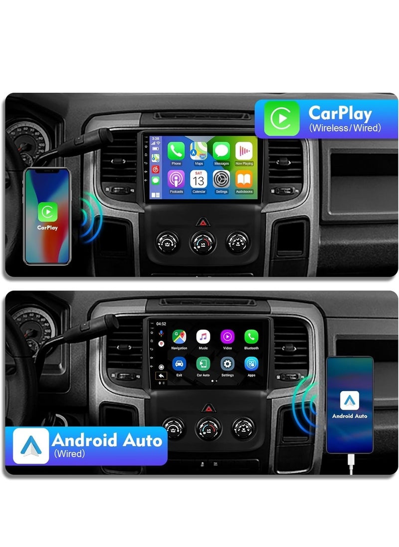 Vierex - Android Car Stereo For Dodge RAM 1500 2500 3500 2013-2018 Manual AC Support Apple Carplay Android Auto Wireless 4GB RAM Fast Interface Quick Boot Sim Card Support Factory Camera AHD Camera Included - Image 1