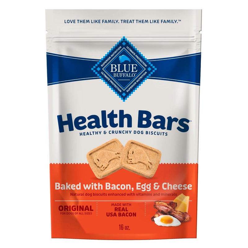 Blue Buffalo Health Bars Crunchy Dog Biscuits, Oven-Baked with Natural Ingredients, Bacon, Egg & Cheese, 16-oz Bag - Image 1