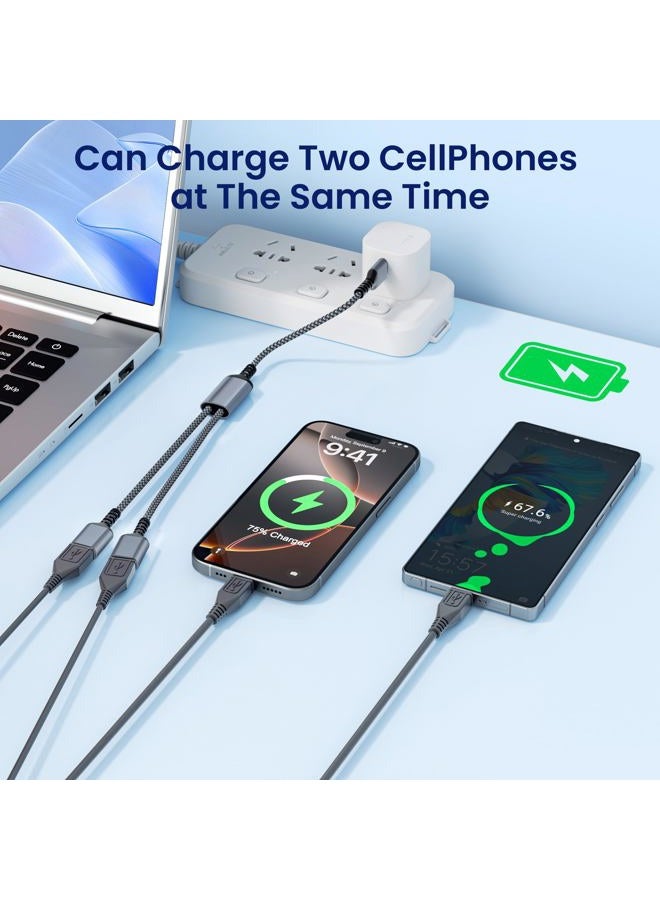 Itramax USB Splitter 1 in 2 Out 1FT,USB-A Splitter Cable 1 Male to 2 Female Split,Dual/Double USBA Port Hub Split for PC,Laptop,Keyboard,Mouse,Printer,Flash Drive,LED,Support Data and Charging - Image 5