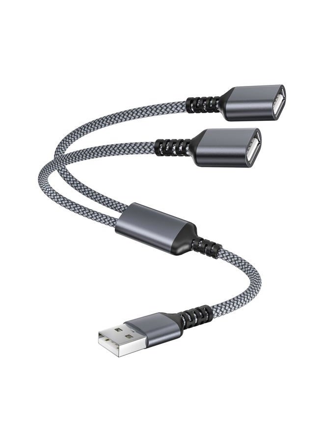 Itramax USB Splitter 1 in 2 Out 1FT,USB-A Splitter Cable 1 Male to 2 Female Split,Dual/Double USBA Port Hub Split for PC,Laptop,Keyboard,Mouse,Printer,Flash Drive,LED,Support Data and Charging - Image 1