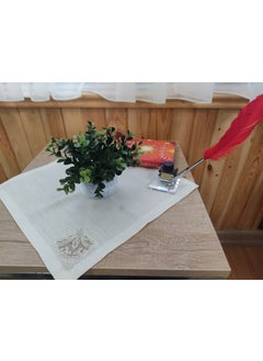 Cennet Home Ecliptus Boxwood Desktop Flower in White Wicker Plastic Pot  - Image 1