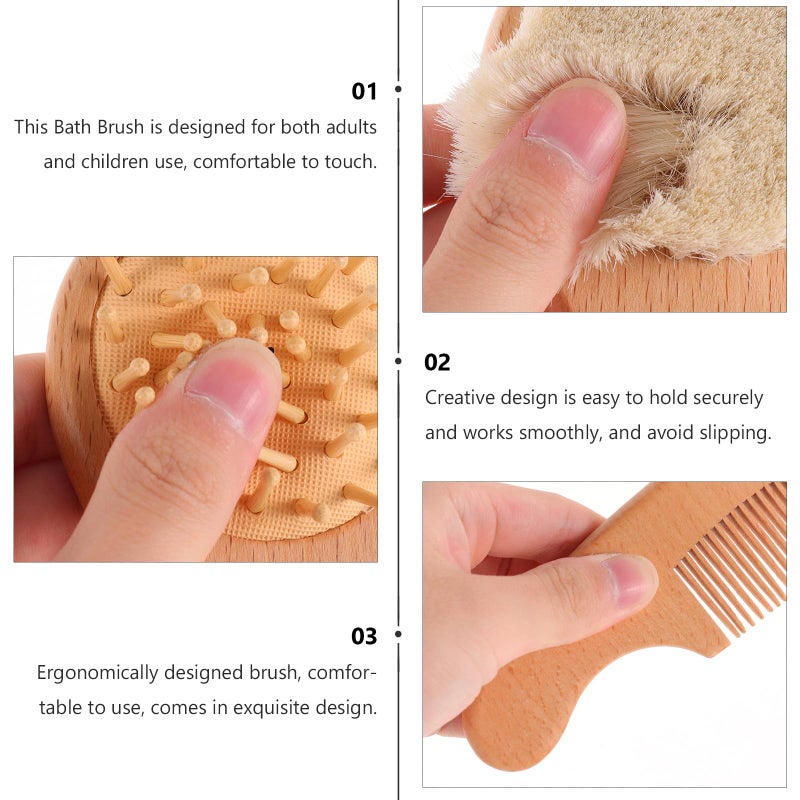 Soft Bristle Bath Brush 3 Pack Body Scrubber Back Scrubber for Newborns and Adults - Image 4