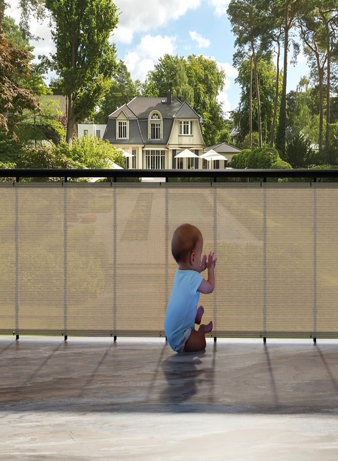 HIPPO Baby Safety Net for Balcony Child Protection Stairway Safety Net Railing Guard for Kids Staircase Protector with Tie-Cords Breathable Fabric Indoor Outdoor Use (0.8MTX4MT, Sahara Sand) - Image 1
