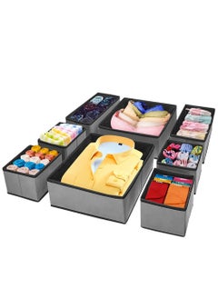 Arabest Foldable Drawer Organizer, Closet Organizer Drawer for Underwear/Underpants/Socks/Bra/Panties/Ties, 8 Pack Storage Dividers Bins 2 Large+2 Medium+4 Small Grey  - Image 1