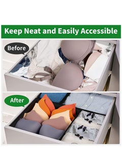 Arabest Foldable Drawer Organizer, Closet Organizer Drawer for Underwear/Underpants/Socks/Bra/Panties/Ties, 8 Pack Storage Dividers Bins 2 Large+2 Medium+4 Small Grey  - Image 3