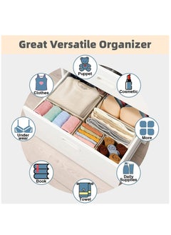 Arabest Foldable Drawer Organizer, Closet Organizer Drawer for Underwear/Underpants/Socks/Bra/Panties/Ties, 8 Pack Storage Dividers Bins 2 Large+2 Medium+4 Small Grey  - Image 2
