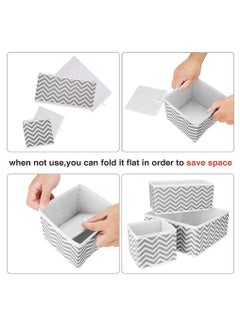 Arabest Foldable Drawer Organizer, Closet Organizer Drawer for Underwear/Underpants/Socks/Bra/Panties/Ties, 8 Pack Storage Dividers Bins 2 Large+2 Medium+4 Small Grey  - Image 5