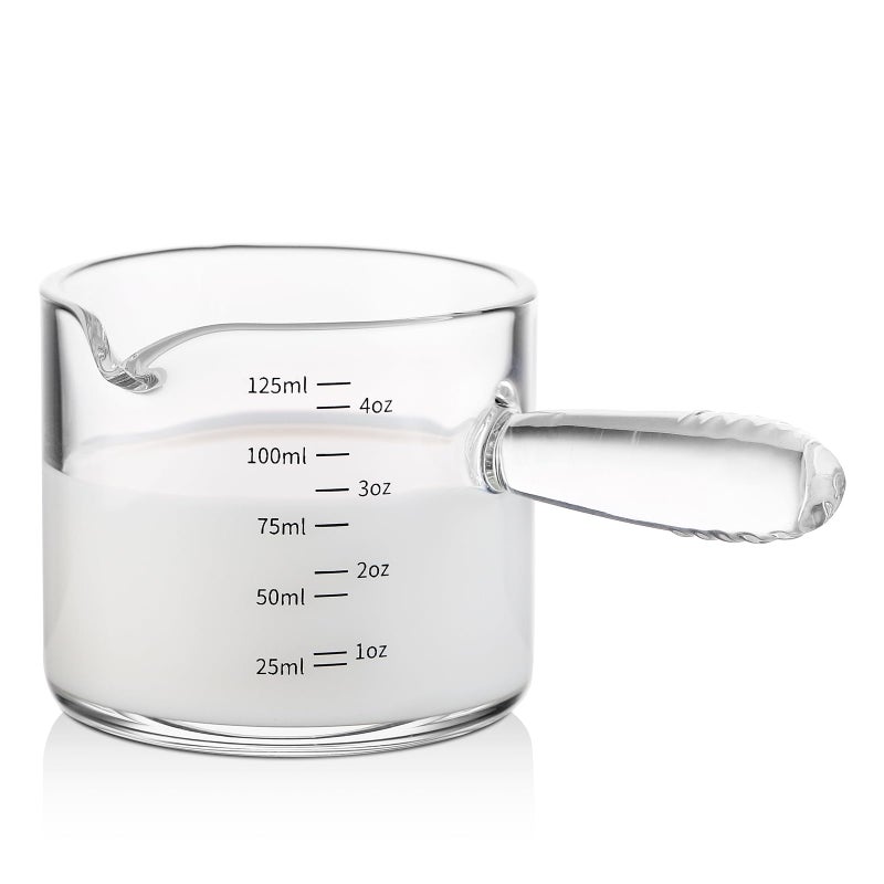 Bincoo Espresso Glass 150ML Cups with Handle and DualScale VShaped Mouth Measuring Cup Perfect for Shots and Milk Froth 1