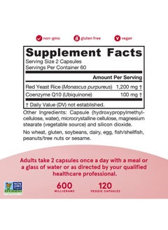 jarrow formulas Red Yeast Rice 1200 Mg + Coq10 100 Mg Per Serving 120 Veggie Caps 60 Servings Herbal Heart Health Dietary Supplement Supports Cardiovascular Health Vegan  - Image 5