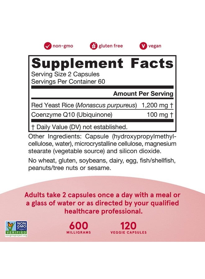 jarrow formulas Red Yeast Rice 1200 Mg + Coq10 100 Mg Per Serving 120 Veggie Caps 60 Servings Herbal Heart Health Dietary Supplement Supports Cardiovascular Health Vegan - Image 5