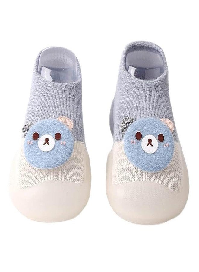 STESHWK Multicolor Panda Face Shape Cotton and Antislip Silicon Rubber Base Shoes Cum Socks for Kid's,Soft Sole Baby Shoes,Breathable Socks (Multicolor) - Image 1