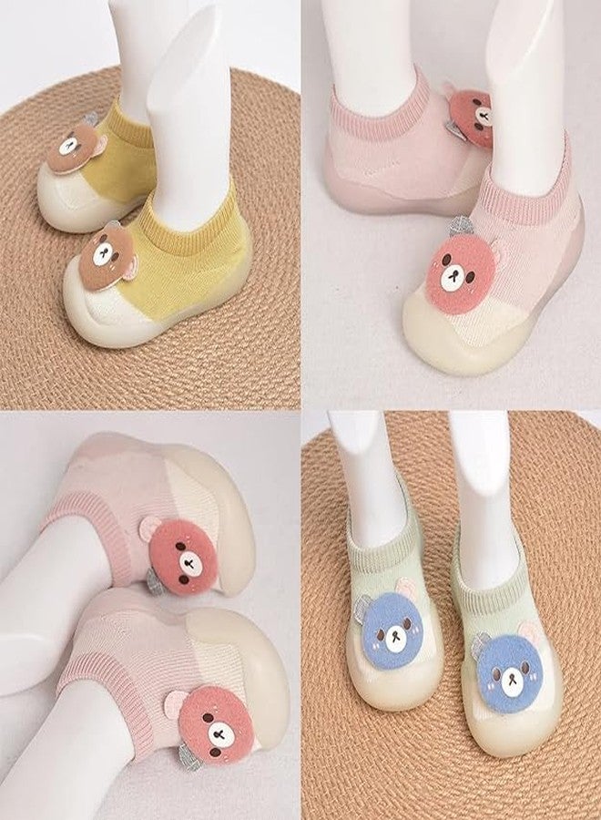 STESHWK Multicolor Panda Face Shape Cotton and Antislip Silicon Rubber Base Shoes Cum Socks for Kid's,Soft Sole Baby Shoes,Breathable Socks (Multicolor) - Image 2