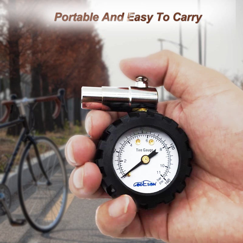 GODESON Presta Valve BicycleTire Pressure Gauge 0-160psi and 0-11bar - Image 5