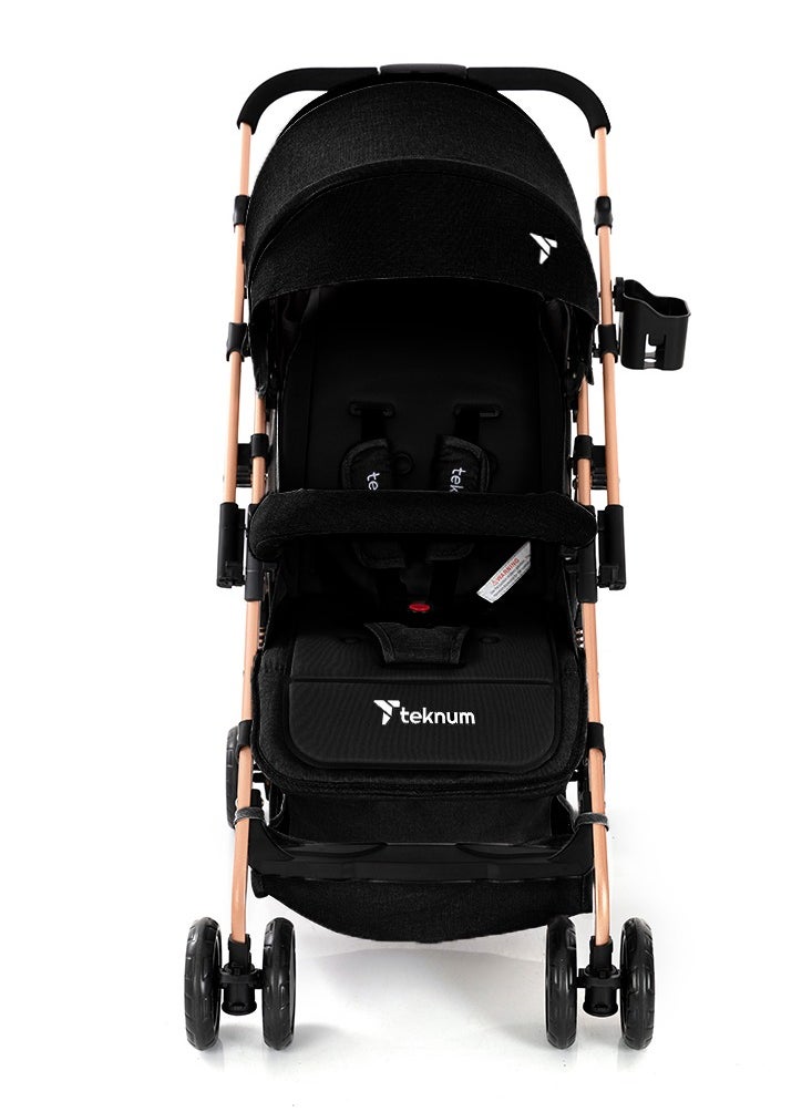 TEKNUM Teknum Reversible Trip Stroller with Blue Ace Diaper Bag - Black  - Image 2