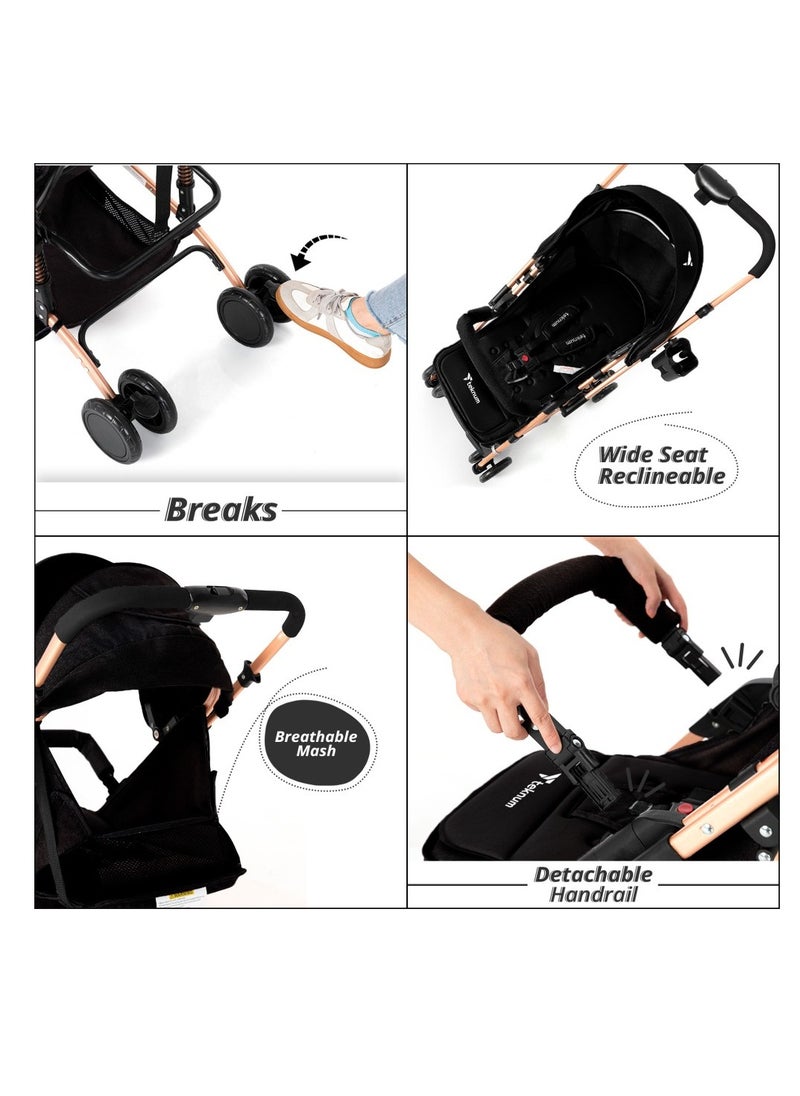 TEKNUM Teknum Reversible Trip Stroller with Blue Ace Diaper Bag - Black  - Image 3