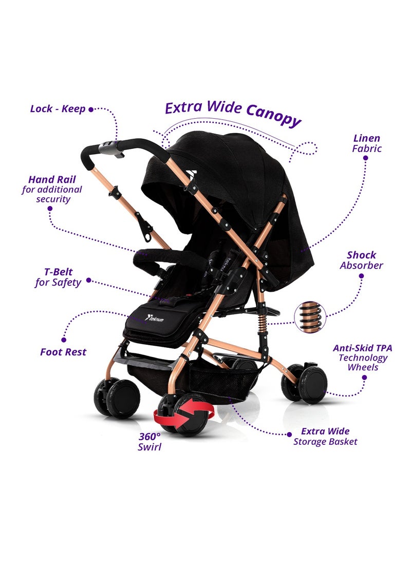 TEKNUM Teknum Reversible Trip Stroller with Blue Ace Diaper Bag - Black  - Image 5
