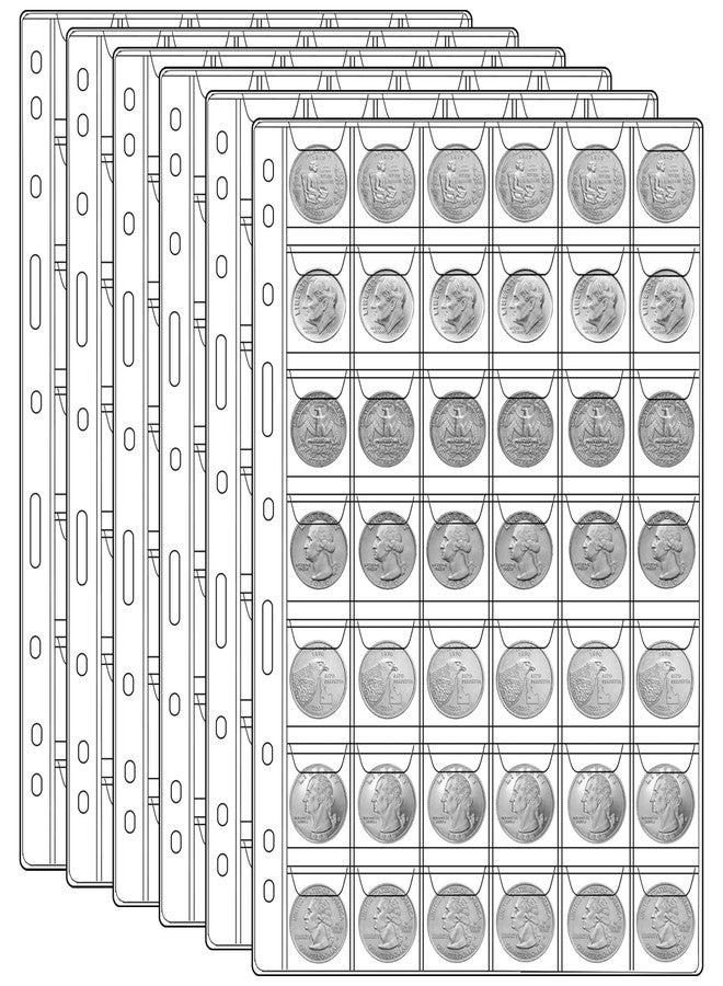 Agolctry 1050 Pockets Coin Sleeves, 25 Sheets Coin Holders for Collectors Plastic Coin Collection Supplies 9 Hole Binder Pages for Penny, Nickel, Dime, Quarter(42 Pockets) - Image 1