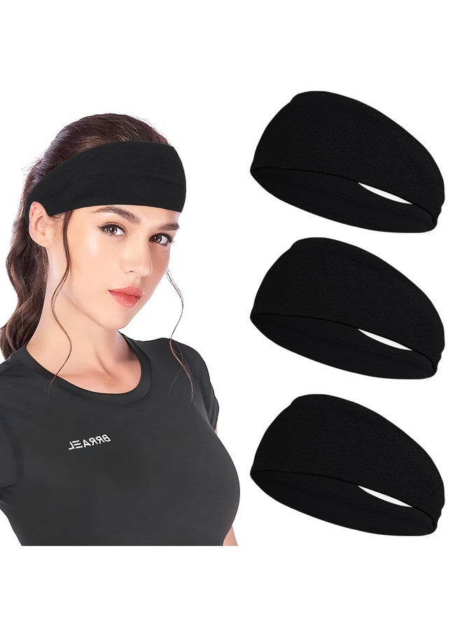 جوي أوي JOYOYO 3 حزمة 9 سم عصابات رأس للجنسين للنساء شعر ناعم مطاطي عصابة رأس كايلي Bandeaux إكسسوارات الشعر للتمرين في صالة الألعاب الرياضية واليوغا عصابة شعر (أسود) - Image 1