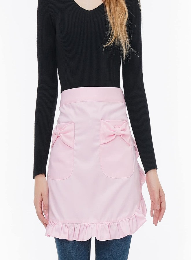 Love Potato Waist Apron with Pockets, Fashion Kitchen Cooking Restaurant Bistro Half Aprons for Girl Woman, Pink, 25.5W x 16.9L - Image 3