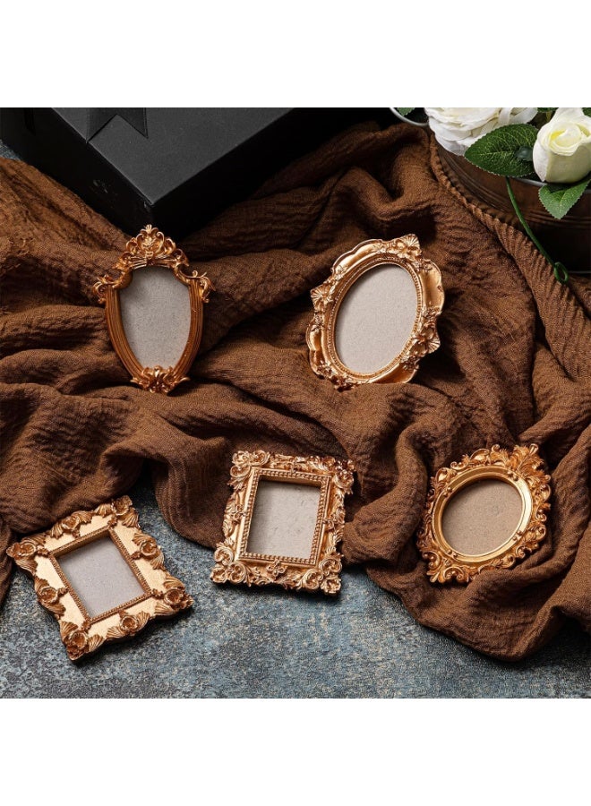 SYOSI Vintage Magnetic Photo Frames, Mini Fridge Frames Set, Antique Picture Display with Hooks, Rope & Back Stand for Refrigerator, Office Desk, Shelves, Christmas Home Decor (Golden, 5-Piece) - Image 4