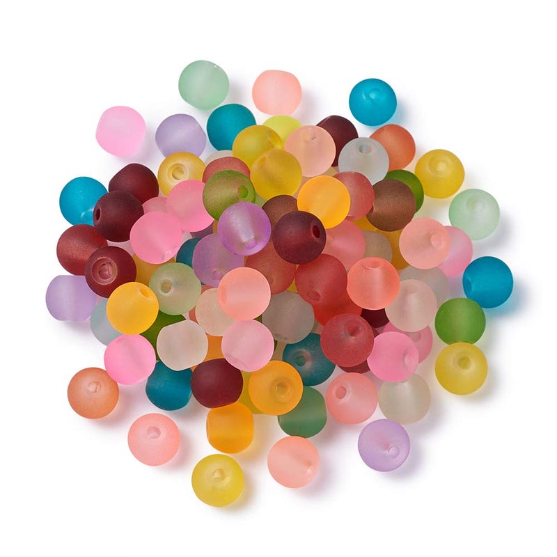 Craftdady 500Pcs 6mm Transparent Frosted Glass Beads Tiny Crystal Glass Round Loose Spacer Beads Random Mixed Colors for Jewelry Making Hole 1mm