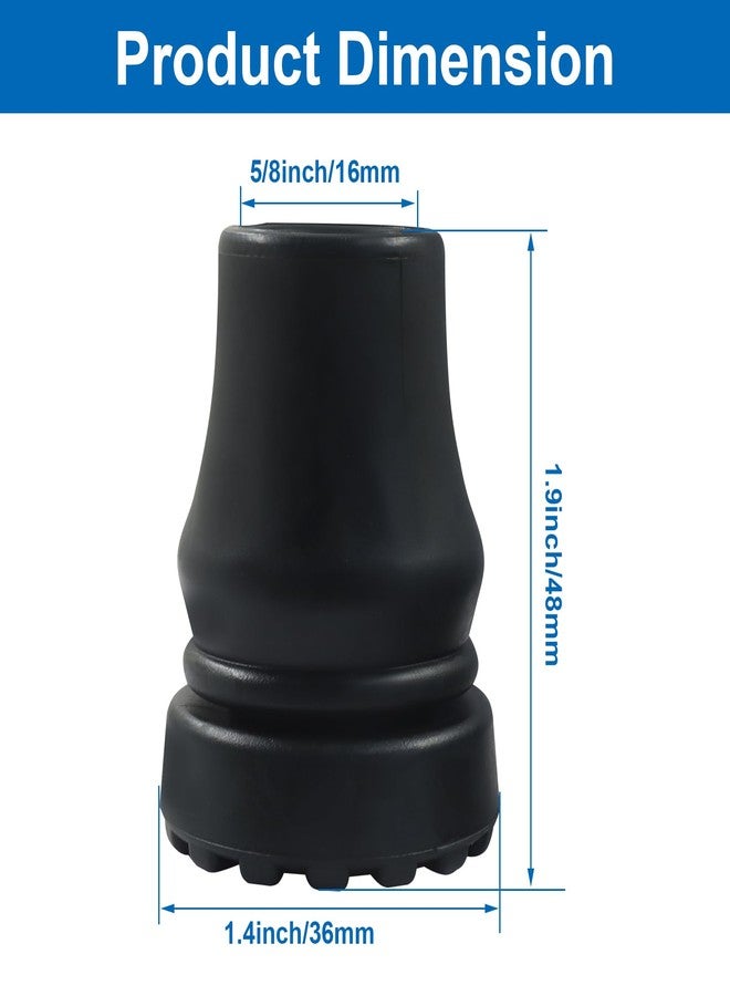 BokWin 4 Pack 5/8 Inch Rubber Cane Tips - Walking Cane Tips with Reinforced Core for Stability Control, Compatible with Canes, Walking Sticks, Hiking Poles and Senior Crutches (Black) - Image 2