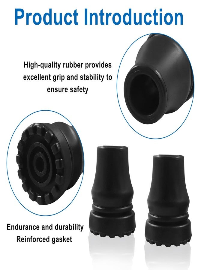 BokWin 4 Pack 5/8 Inch Rubber Cane Tips - Walking Cane Tips with Reinforced Core for Stability Control, Compatible with Canes, Walking Sticks, Hiking Poles and Senior Crutches (Black) - Image 3