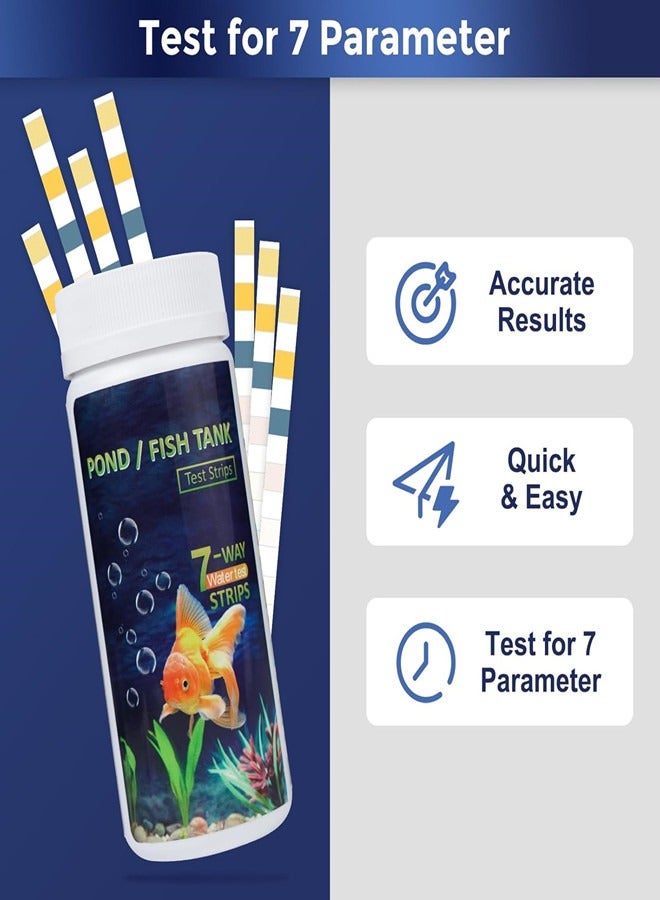 أوساويك 7 في 1 شرائط اختبار الأحياء المائية، 100 شرائط الأسماك اختبار جودة مياه الخزان المياه العذبة المياه المالحة اختبار اختبار الرقم الهيدروجيني، الكربونات، القلوية، الصلابة، الكلور، النتريت، النترات المياه المائية اختبار - Image 3
