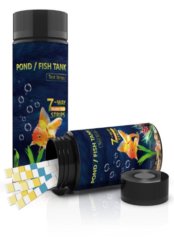 أوساويك 7 في 1 شرائط اختبار الأحياء المائية، 100 شرائط الأسماك اختبار جودة مياه الخزان المياه العذبة المياه المالحة اختبار اختبار الرقم الهيدروجيني، الكربونات، القلوية، الصلابة، الكلور، النتريت، النترات المياه المائية اختبار - Image 1
